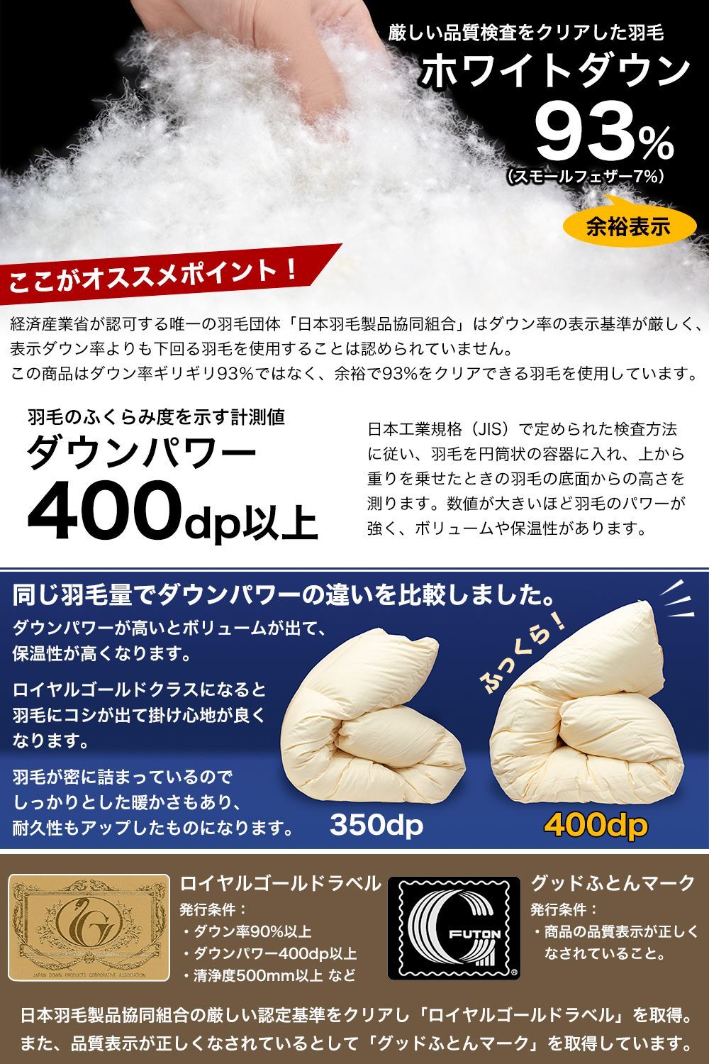 メルカリ 羽毛布団