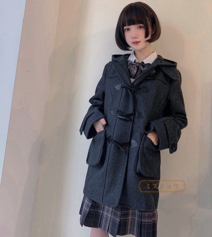 ダッフルコート レディース スクールコート 女子 学生 冬 制服 ロング コート ウールコート 厚手 高校生 中学生 ロングコート フード付き アウター 暖かい プレゼント 通学 HBVb170