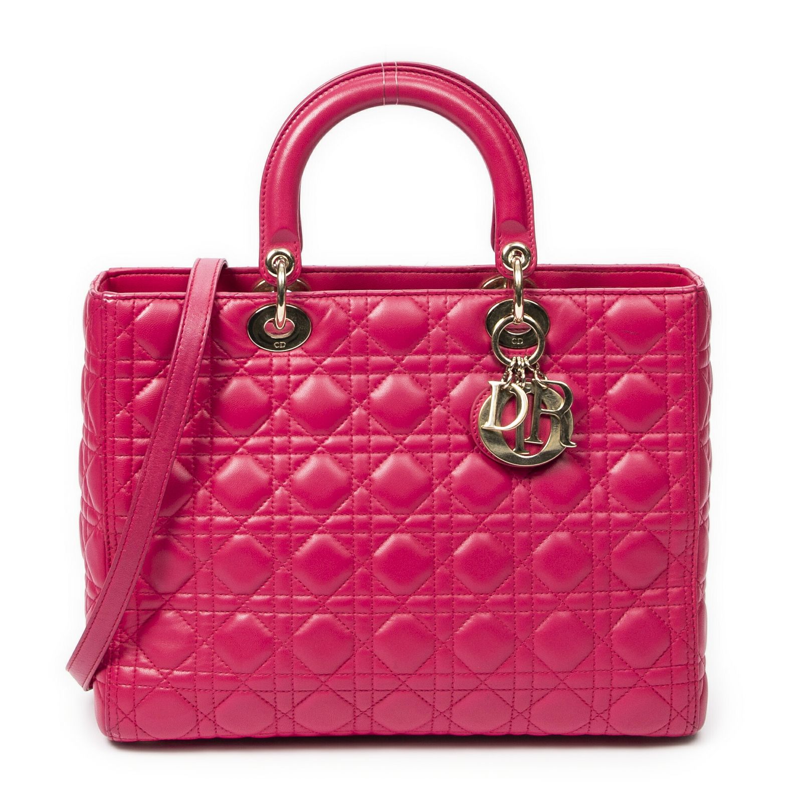 DIOR ディオールラージ レディ ディオール ジップフューシャピンクカナージラムスキンレザーA