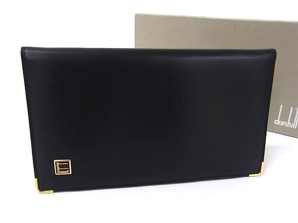 dunhill ダンヒル コンフィデンシャル レザー 二つ折り 長財布 ウォレット 札入れ カード入れ ブラック系 BS0461