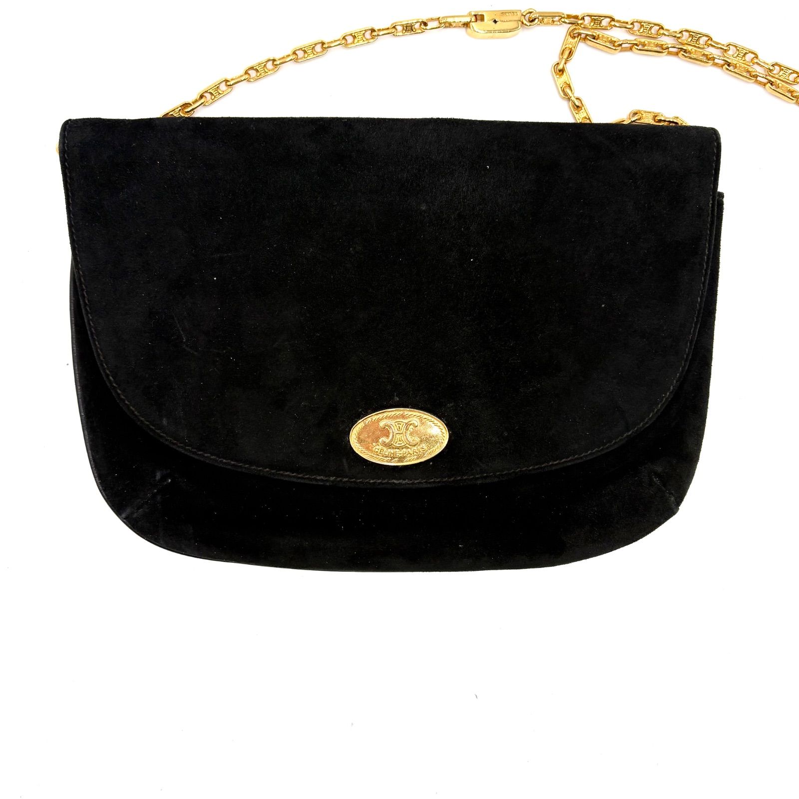 CELINE セリーヌ トリオンフ金具 ゴールド金具 スエードレザー 