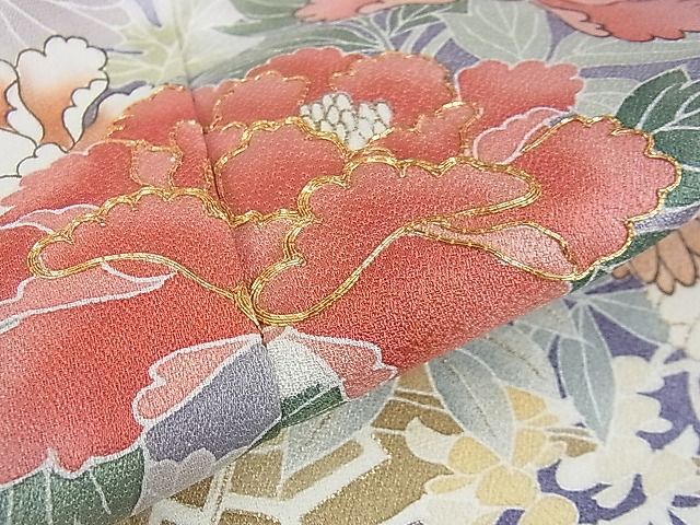 平和屋本店■極上　創業460年・千總　訪問着　駒刺繍　花車　暈し染め　金彩　高島屋扱い　反端付き　逸品　DZAA1329kh4 平和屋本店□極上 創業460年・千總 訪問着 駒刺繍 花車 暈し染め 金彩