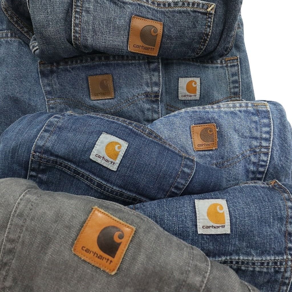 古着卸 カーハート Carhartt デニム パンツ 7枚セット メンズ 33 34 36 インディゴブルー フェード 古着 NC1299 KIN-KAAI_COM