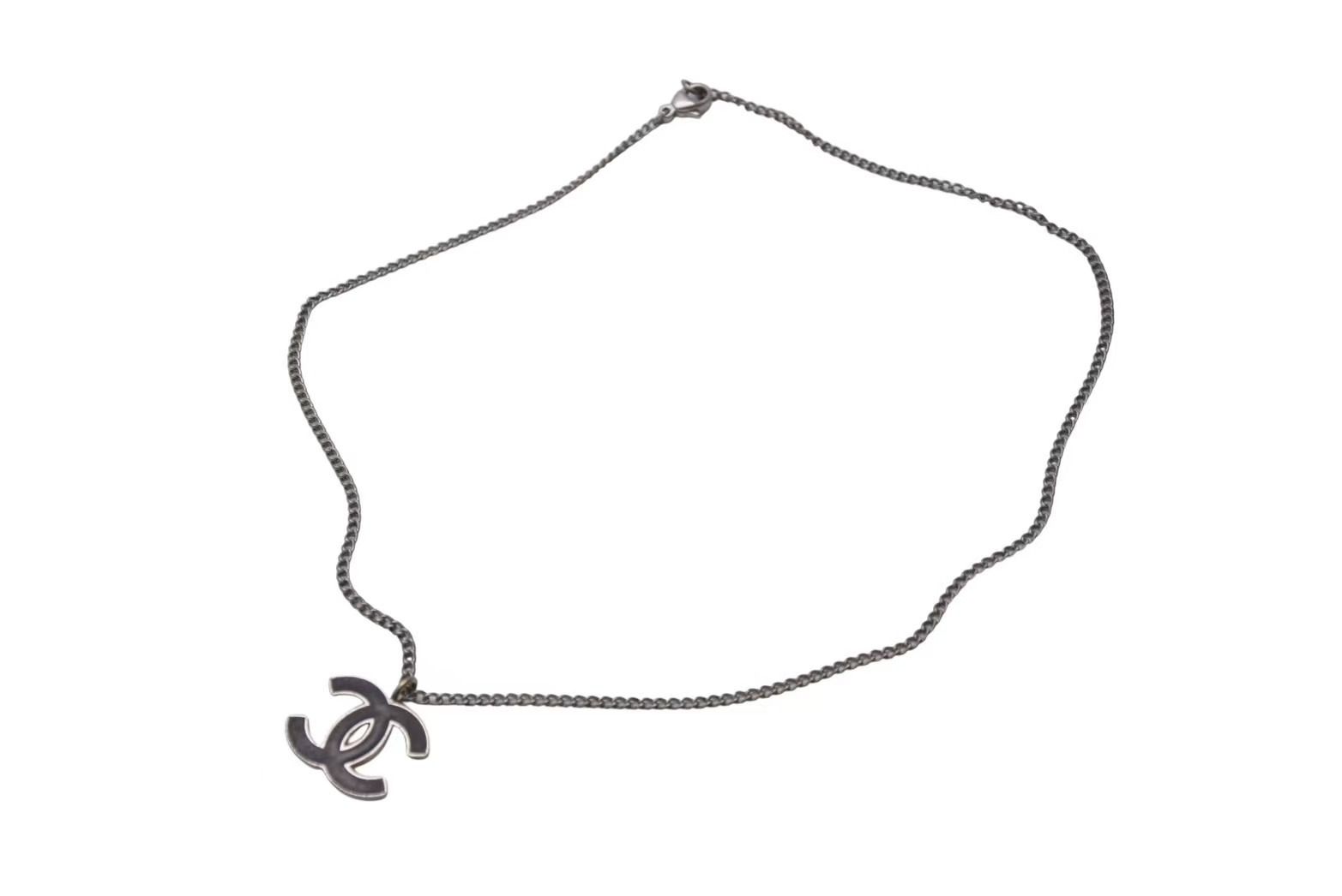 CHANEL シャネル ネックレス ココマーク アクセサリー 05A刻印 フランス製 メタル シルバー ブラック 4c074907