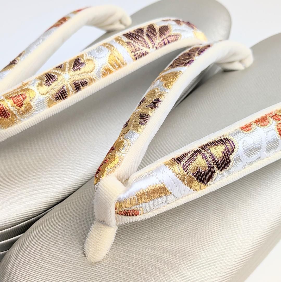 和装 草履バッグセット 岩佐ブランド 古典 帯地 シルバー フリーサイズ  