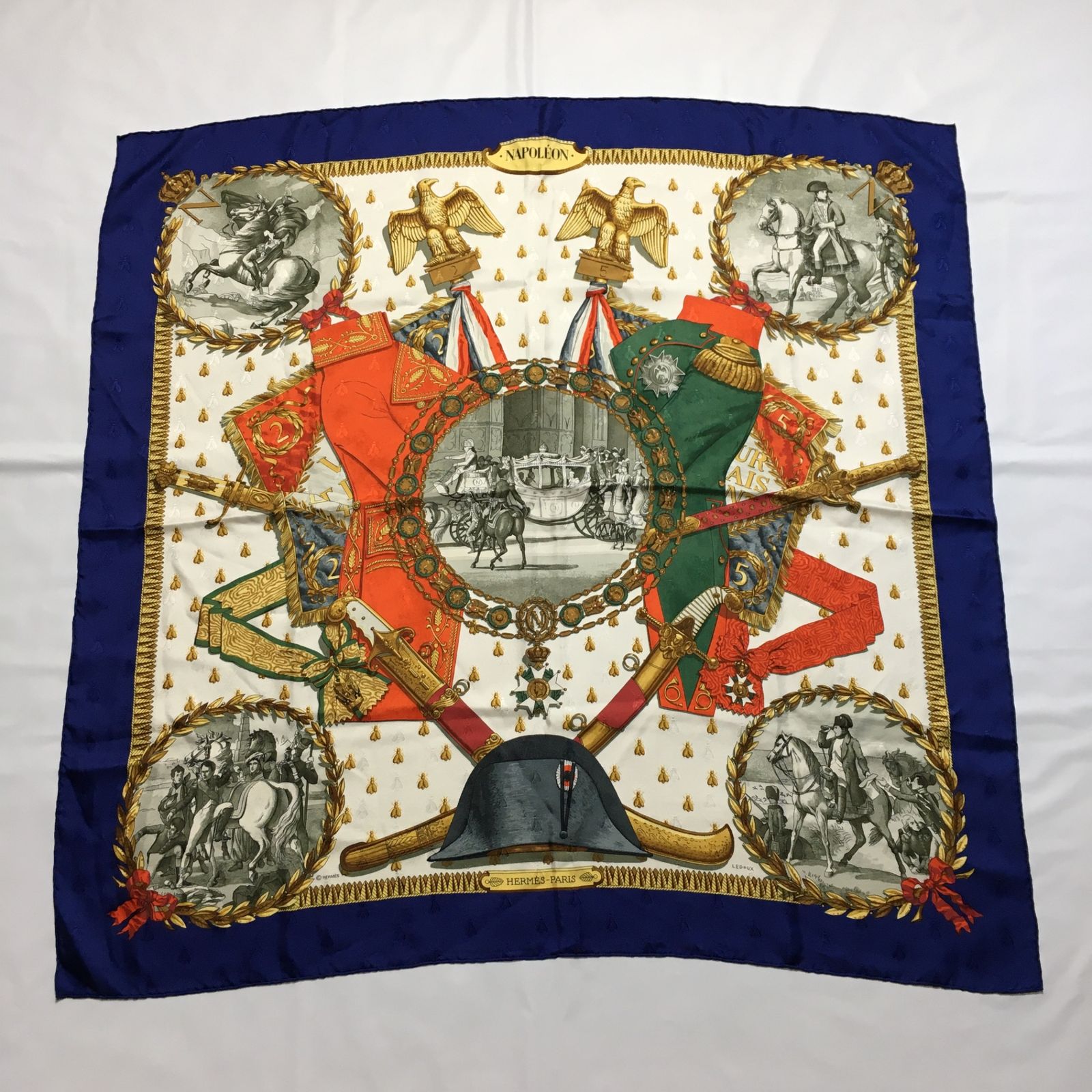 2507-2｜美品｜エルメス カレ 90 スカーフ シルク ネイビー - メルカリ 