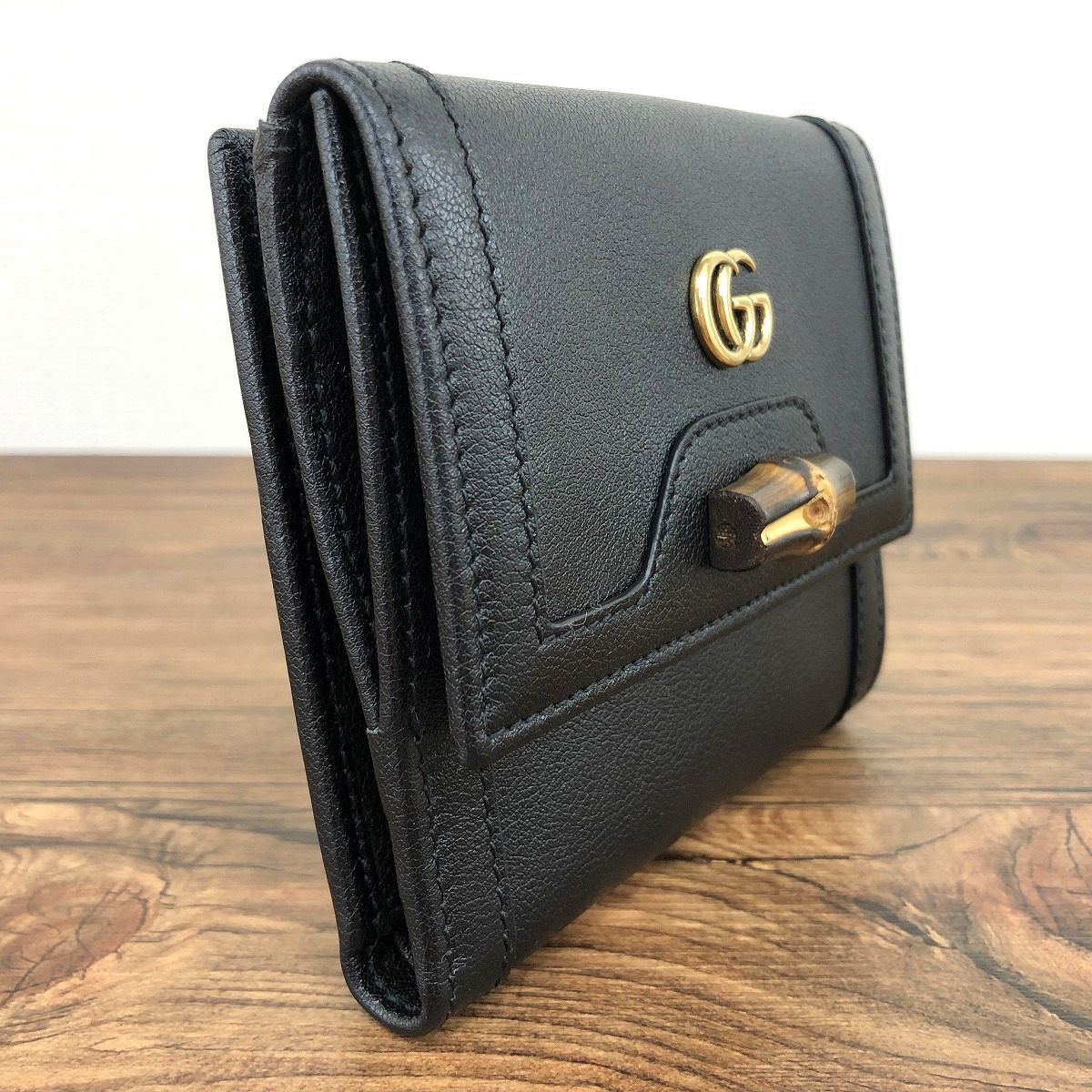 194 送料込み！ 未使用品 GUCCI Wホック財布 671789 ダイアナ ブラック  