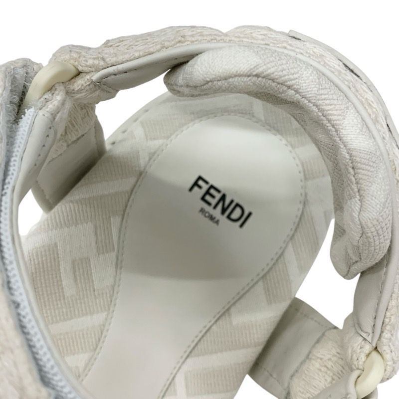 フェンディ FENDI サンダル 靴 シューズ ファブリック アイボリー 未  