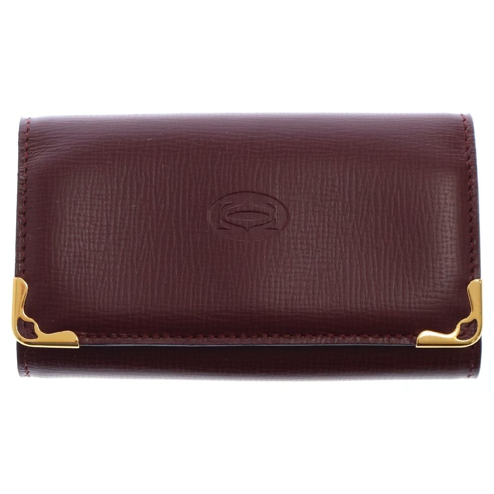 Cartier カルティエ マストライン キーケース ボルドー レザー ゴールド金具 キーリング