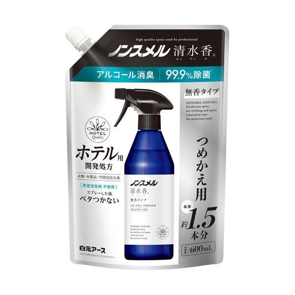 まとめ 白元アース ノンスメル 清水香 無香 つめかえ用 600ml 1パック ×10セット