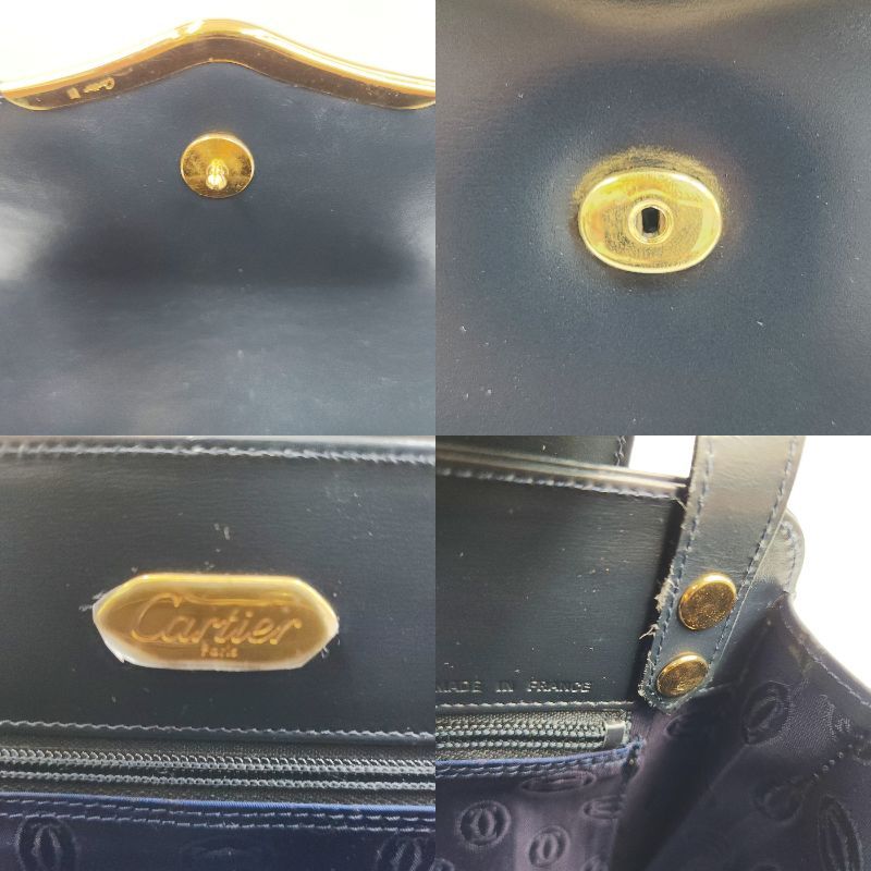 【美品】Cartier カルティエ　サファイア　ハンドバッグ　ネイビー 楽天市場】カルティエ サファイアライン ショルダーバッグ