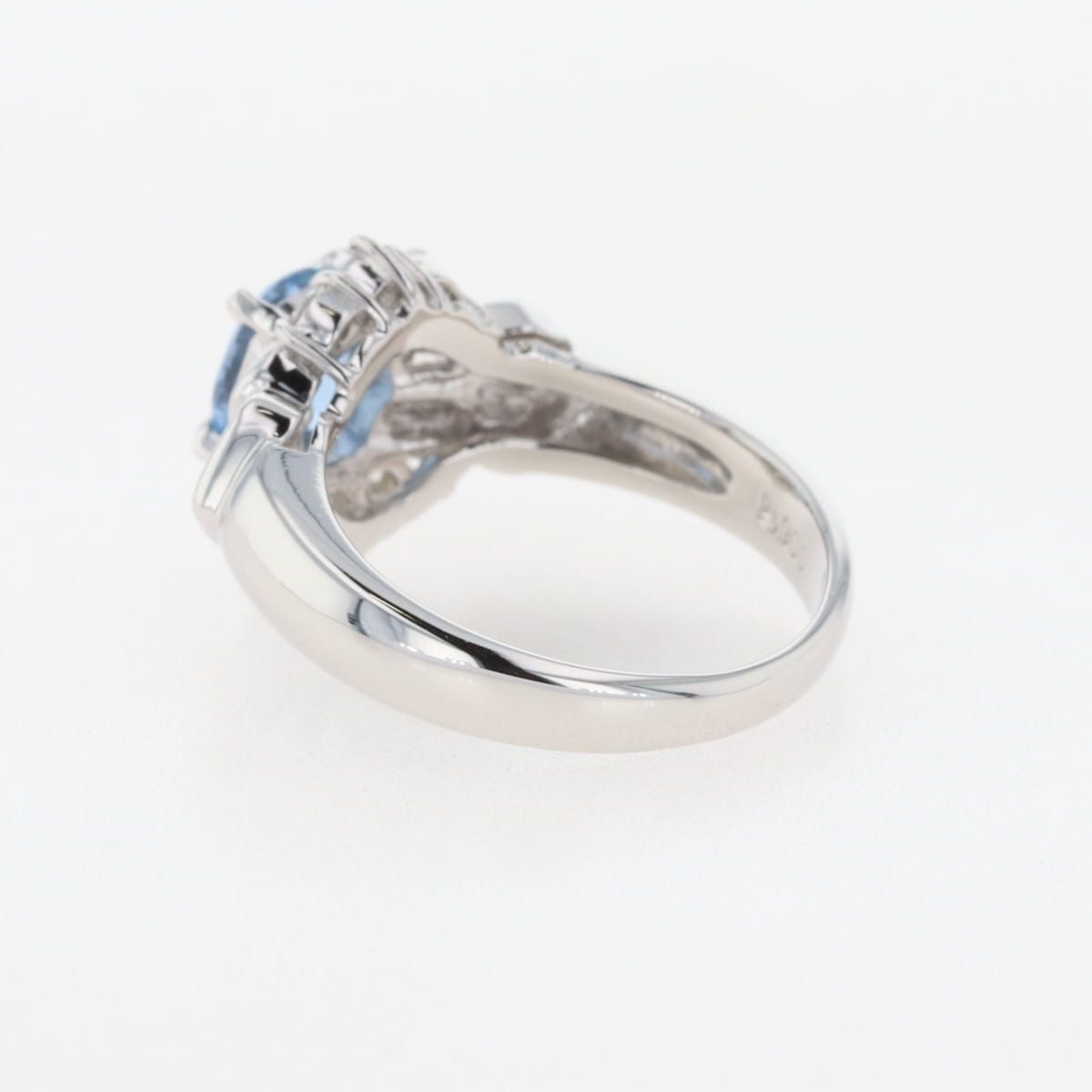 アクアマリン デザインリング プラチナ 指輪 メレダイヤ リング 8号  
