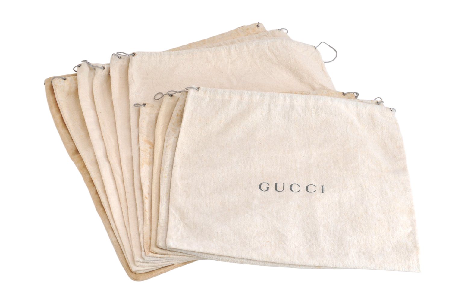 GUCCI グッチ ヴィンテージ ダストバッグ 10 セット コットン 17.7x17.7x0.4 ホワイト 2872N