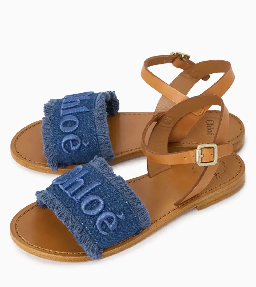クロエ キッズ デニム ロゴ ストラップ サンダル 36 230