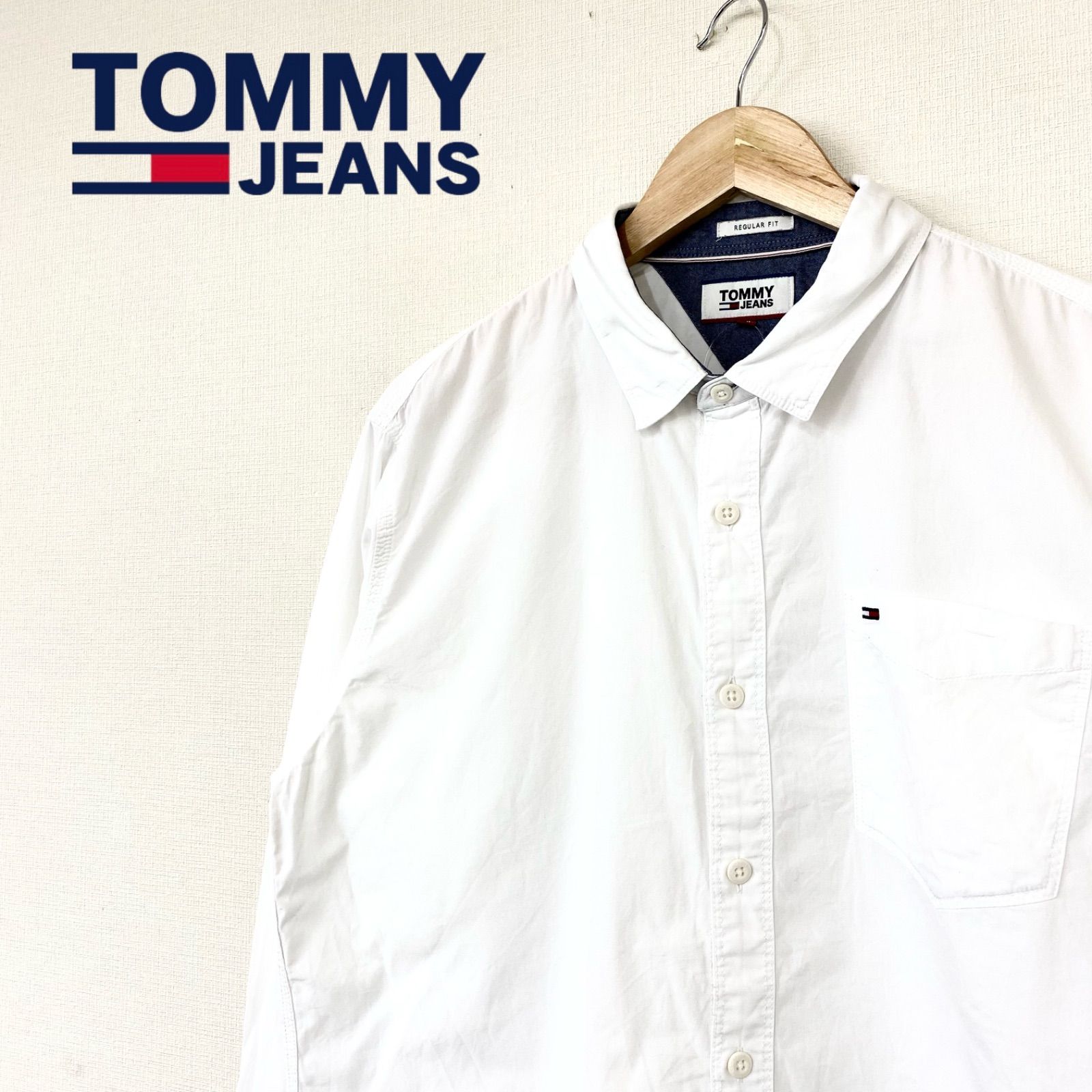 トミージーンズ TOMMY JEANS 白シャツ 長袖 ロングスリーブ XL - メルカリ