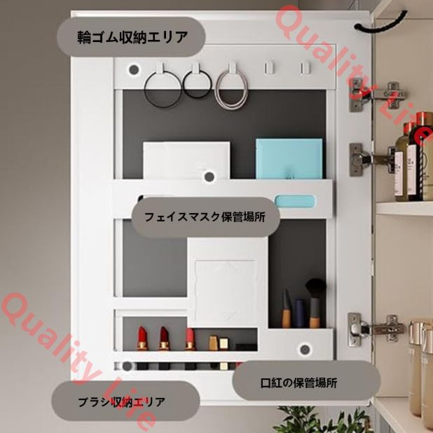 ミラーキャビネット 洗面台 鏡 鏡の曇り止め キャビネット おしゃれ 浴室用化粧鏡 棚トイレ洗面化粧台収納 風呂 鏡 60cm NEXPOTALLINN_EU