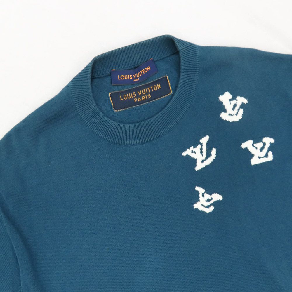 ヴィトン　ジャズトランぺッターシグネチャークルーネック 半袖ニットシャツ　緑 ヴィトンジャズトランぺッターシグネチャークルーネック 半袖ニット