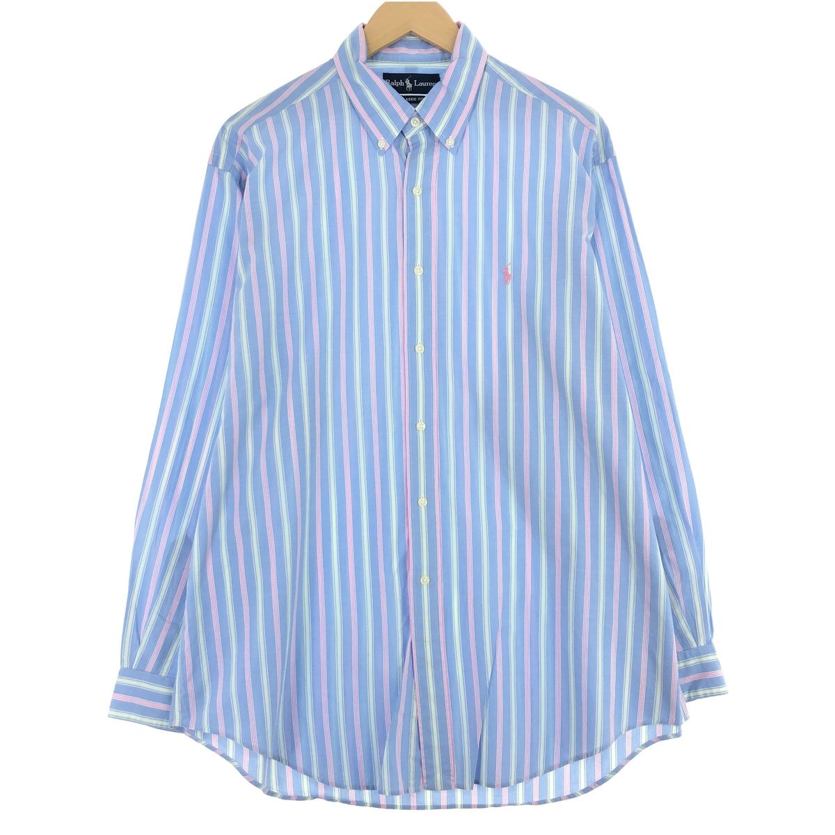 古着 ラルフローレン Ralph Lauren CLASSIC FIT 長袖 ボタンダウンストライプシャツ メンズXXL/eaa435695