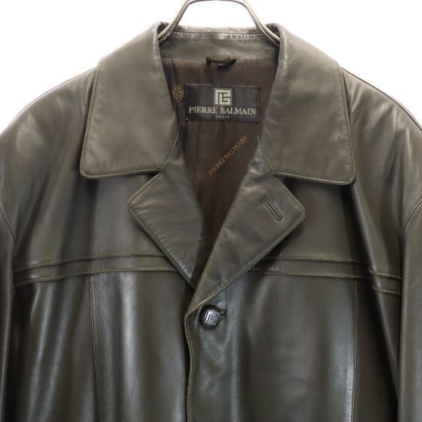 PIERRE BALMAIN ピエールバルマンラムレザーコート茶系
