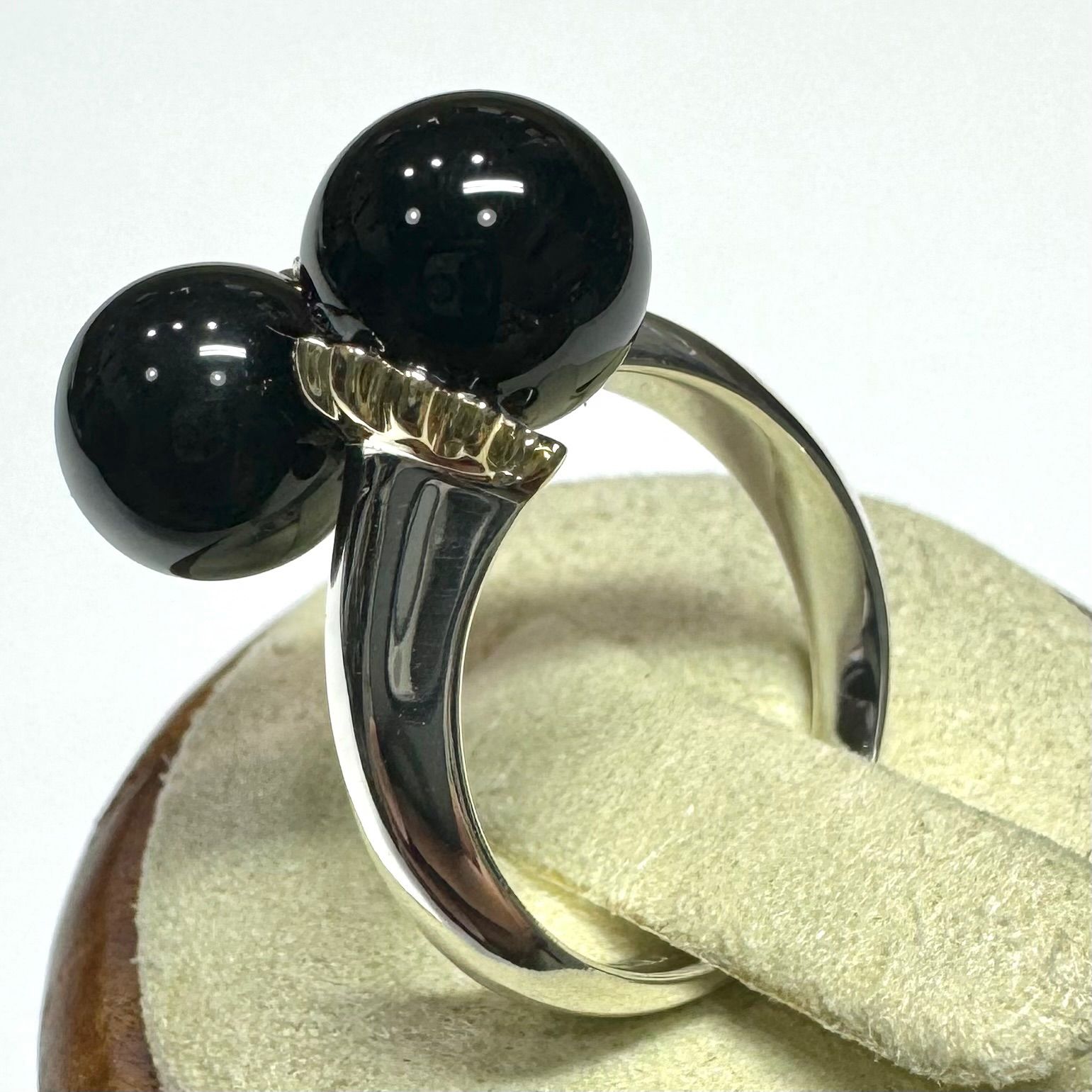 希少 Tiffany &Co. k18/sv オニキス コンビ リング Au750 シルバー 925