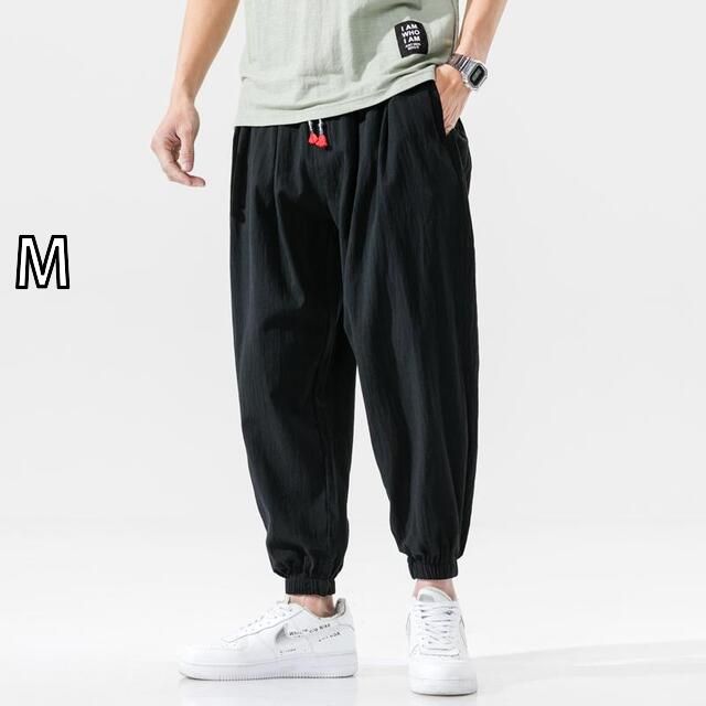 正規品，人気 [M]メンズ ファッション 服 男性用 オシャレ シンプル 大人 かっこいい 大きいサイズ ストリート 紳士服 リネン 九分丈 パンツ 夏 薄手 ゆったり カジュアル スポーツ 春 その他