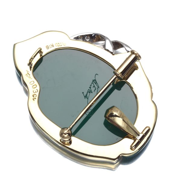 エルヴィンポーリー ブローチ兼ペンダントトップ メノウ シェル ダイヤ  