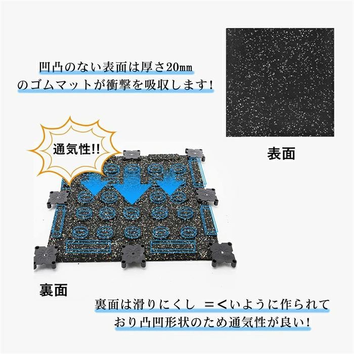 6枚セット ブルー )ゴムマット ジムマット 20mm 防音 防振 床
