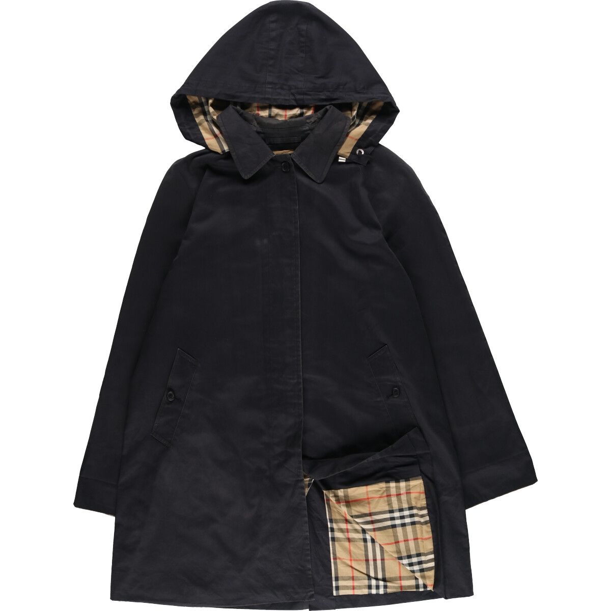 古着 バーバリー Burberry s LONDON コットン フード付き ステン コート バルマカーンコート レディースL|evb005616