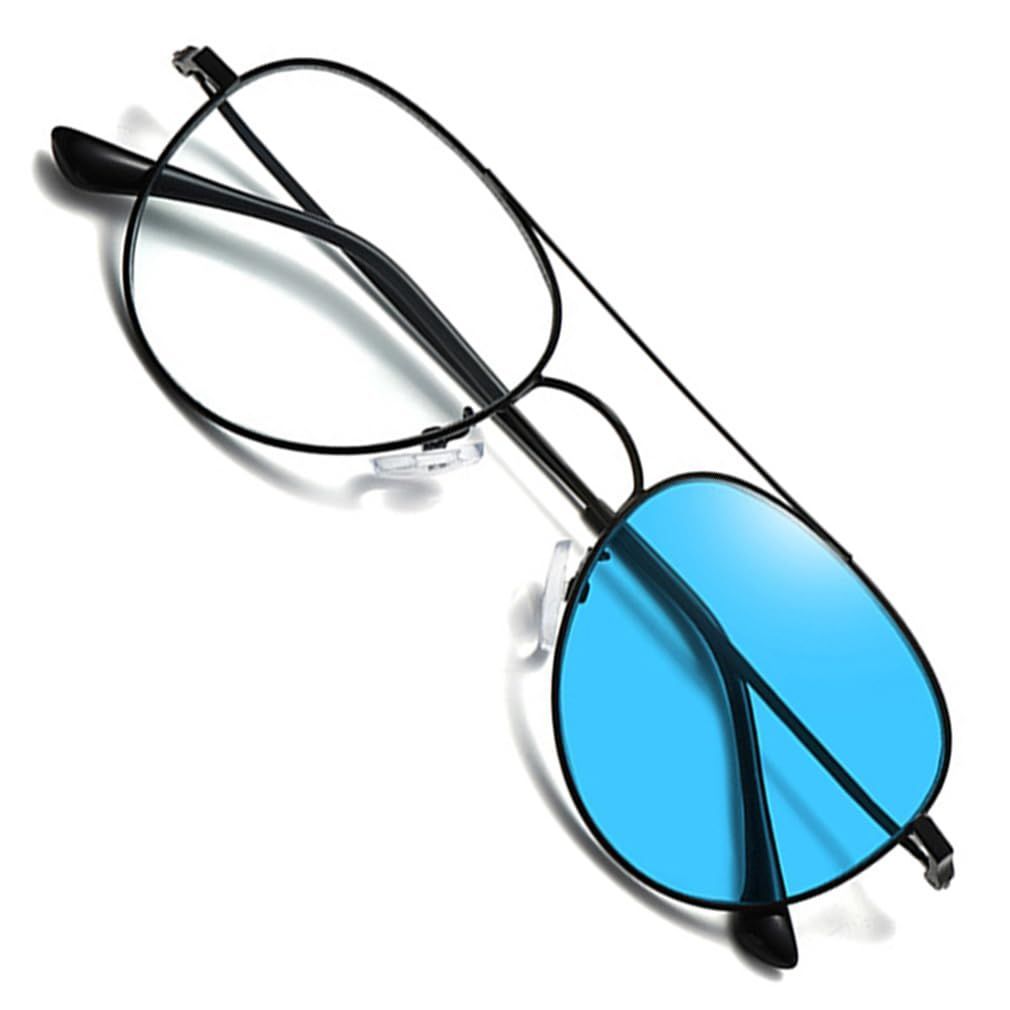 ブラック_2.5 倍率 [PLOPLO] 強い太陽の光に照らされて 調光 変青色 遠近両用 累進多焦点 老眼鏡 有害光線対応可, 灯火の下でおよび室内変色しない (Black, 2.5, 倍率)