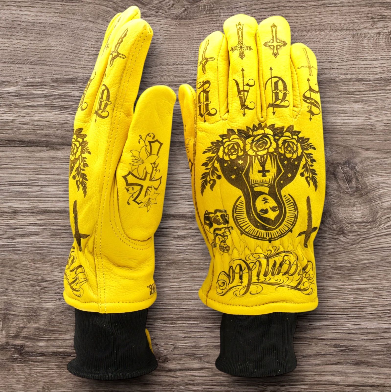 牛革 冬用 保温綿 裏起毛 レザーグローブ リブ付き 防寒 マリア