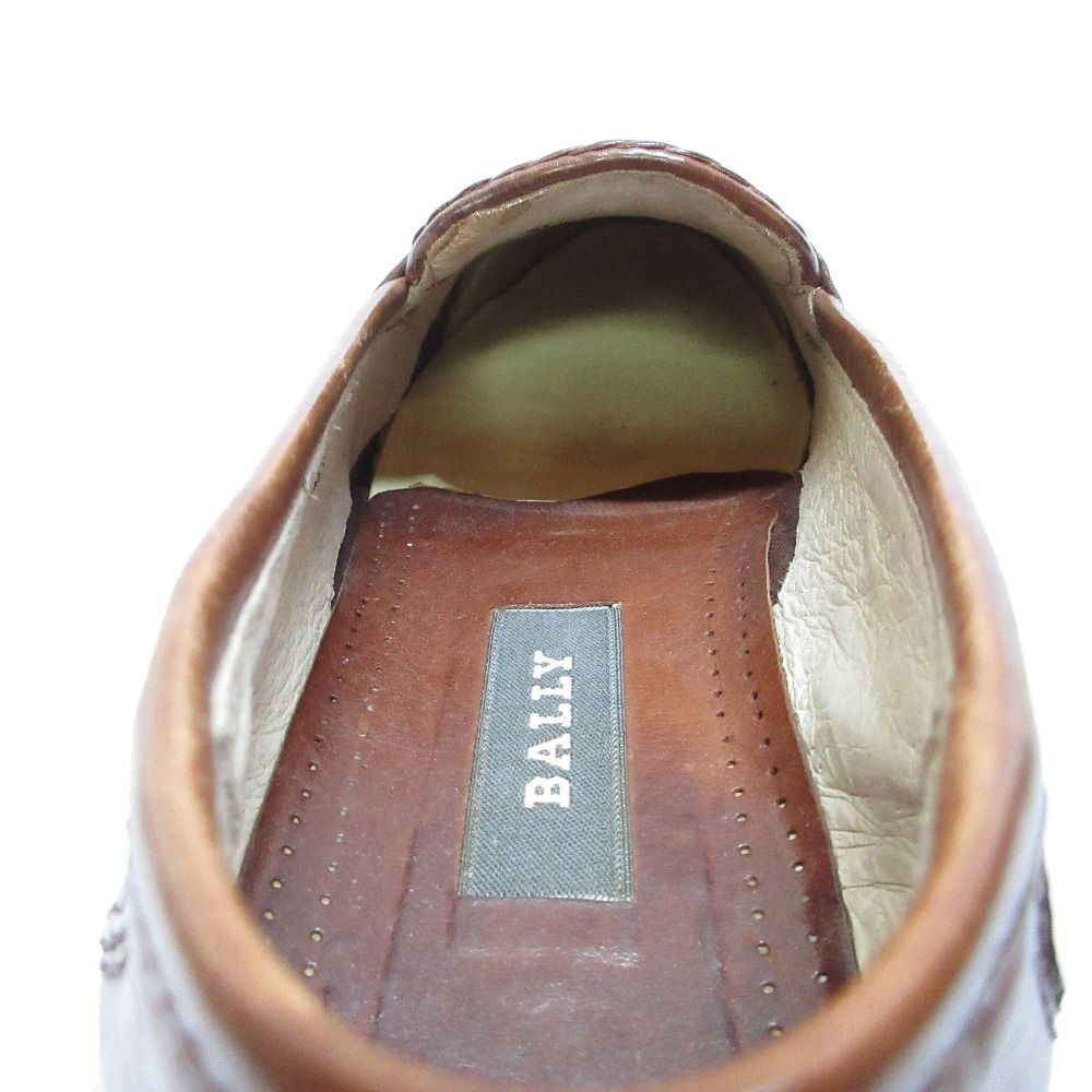 良品 BALLY バリー メッシュ 編み込み レザー コインローファー