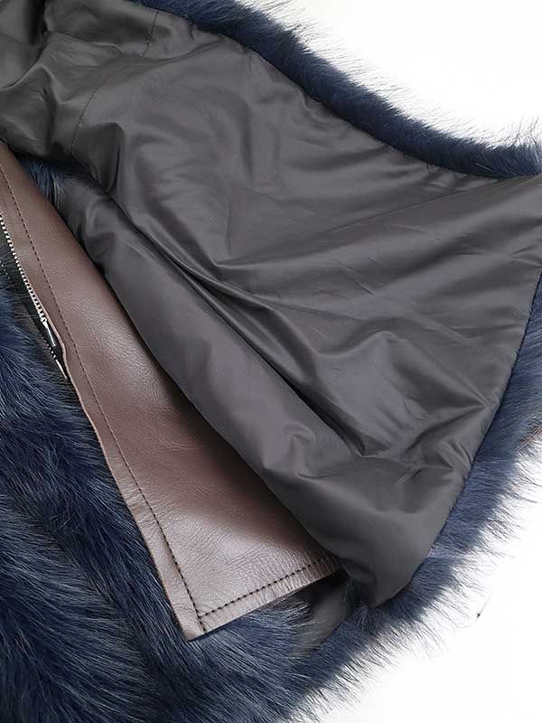 sacai サカイ 23AW Faux Fur & Leather Belted Coat リブ切替