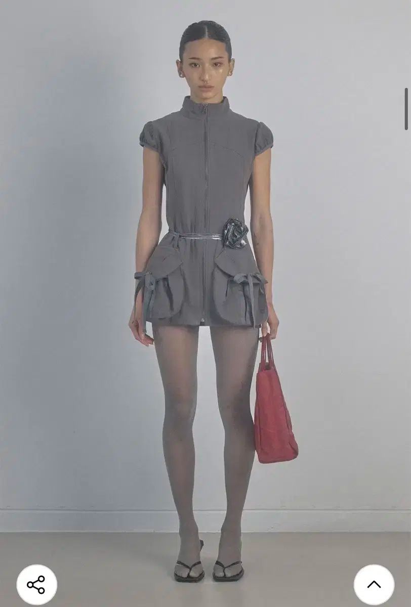 彫刻家 カーゴ ジップアップ ワンピース-チャコール- L