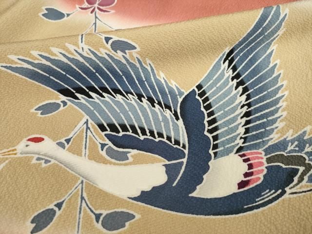 豪華 振袖 熨斗に花模様 鶴 裄66 着物 正絹 袷 広衿 RK-2281 平和屋着物▽豪華振袖 紅型 風景花鳥文 正絹 逸品 AAAW2227ck