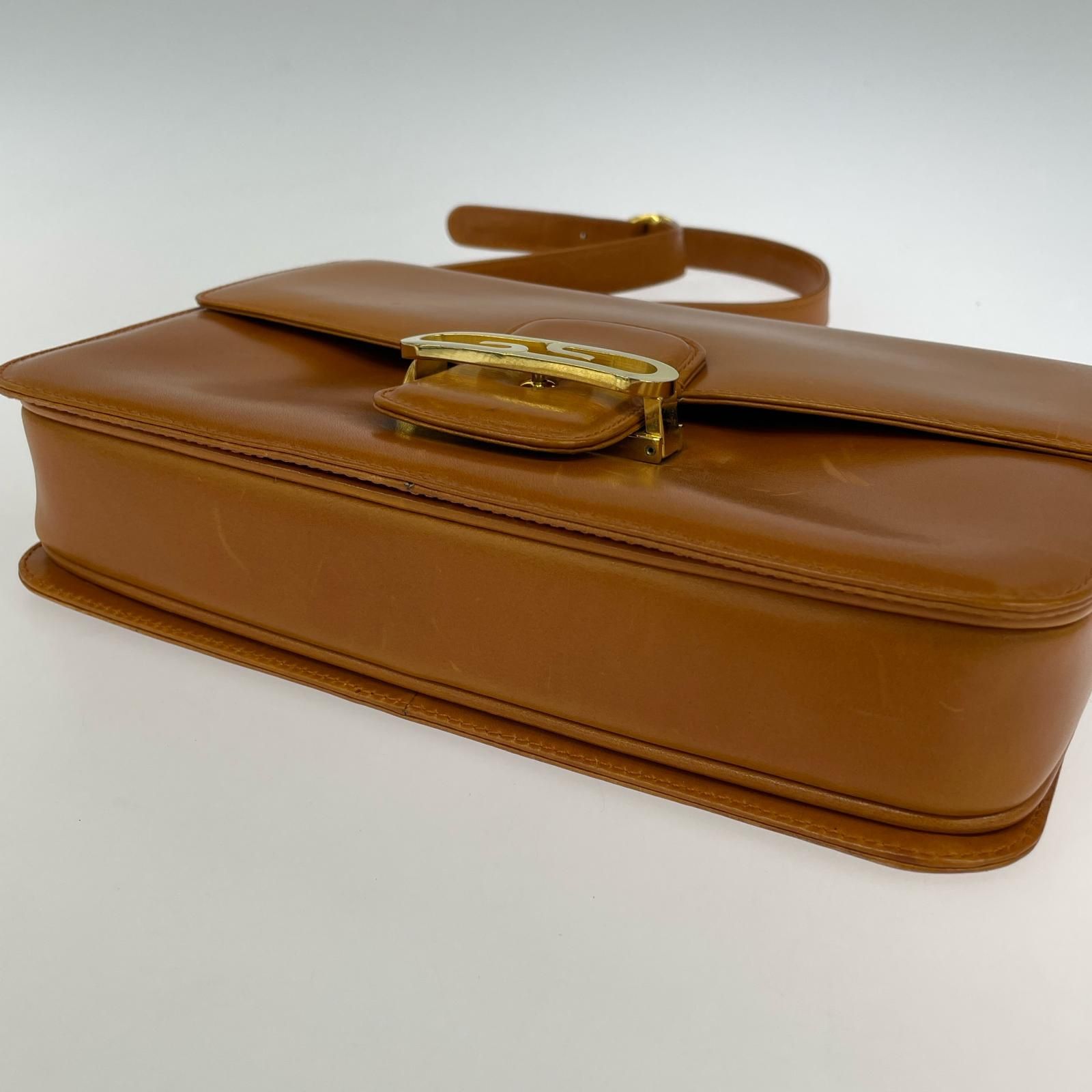 GUCCI 巾着　キャメル色レザーショルダーバッグ GUCCI オールドグッチ 巾着 ショルダーバッグ GGスプリーム