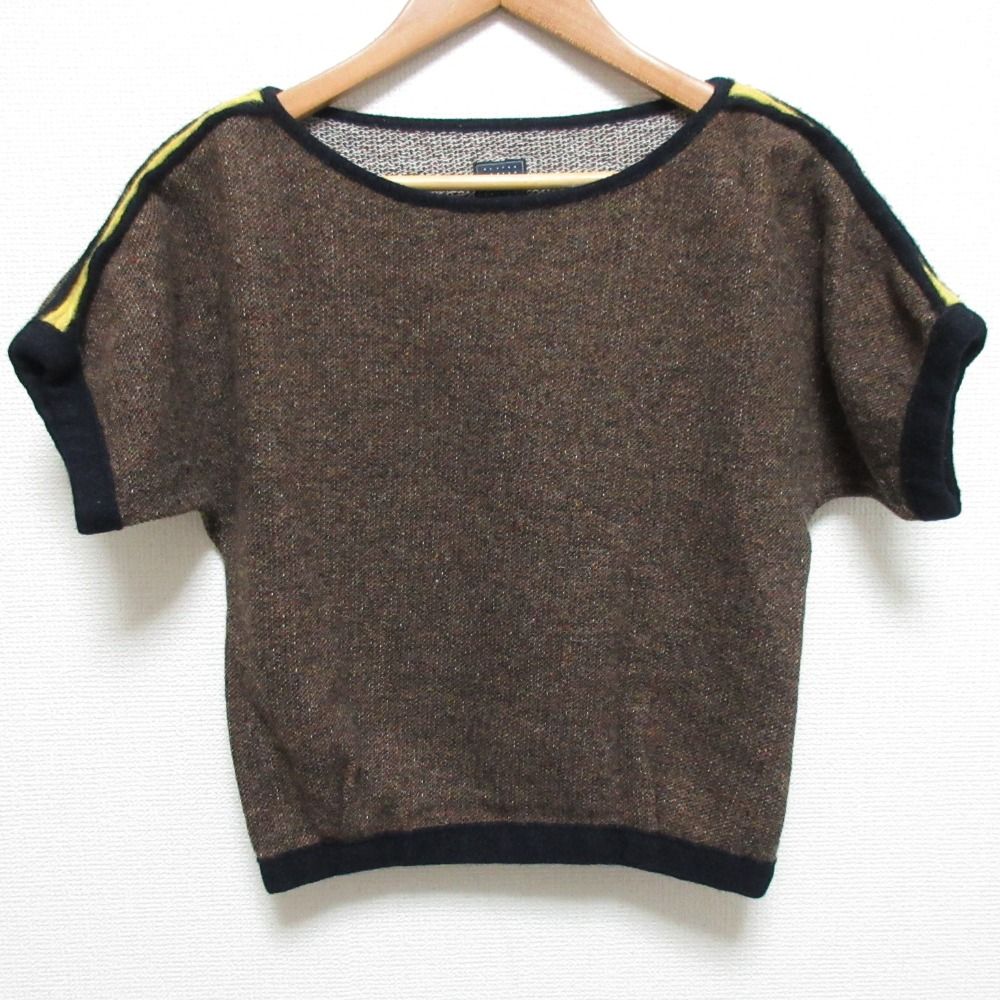 美品 mina perhonen ミナペルホネン herb salt ショートスリーブ ミックスニット ka8593 サイズ1 ブラウン レディース 古着 中古 美品 mina perhonen ミナペルホネン herb salt ショートスリーブ