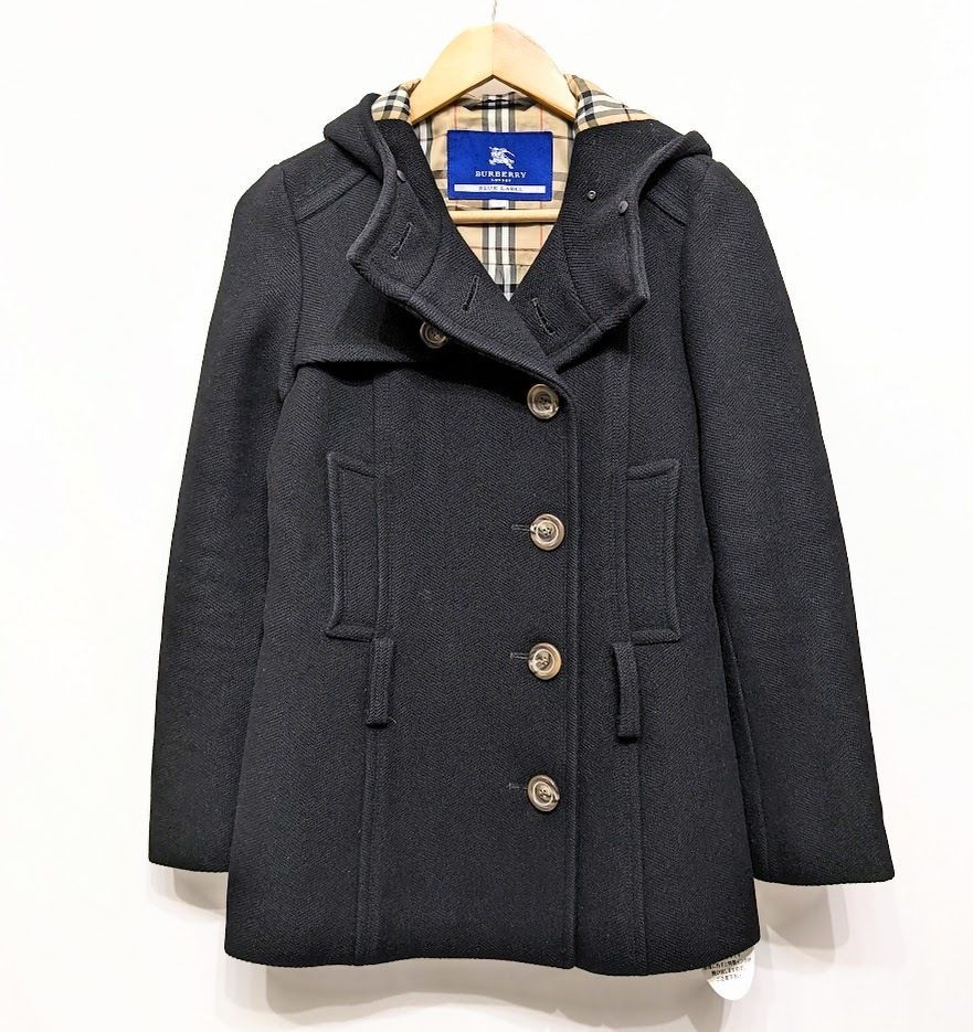 BURBERRY BLUE LABEL バーバリー ブルーレーベル コート ウール ブラック 38 ベルト・ファー 欠品 FNF26-815-09  裏地モバチェック - メルカリ