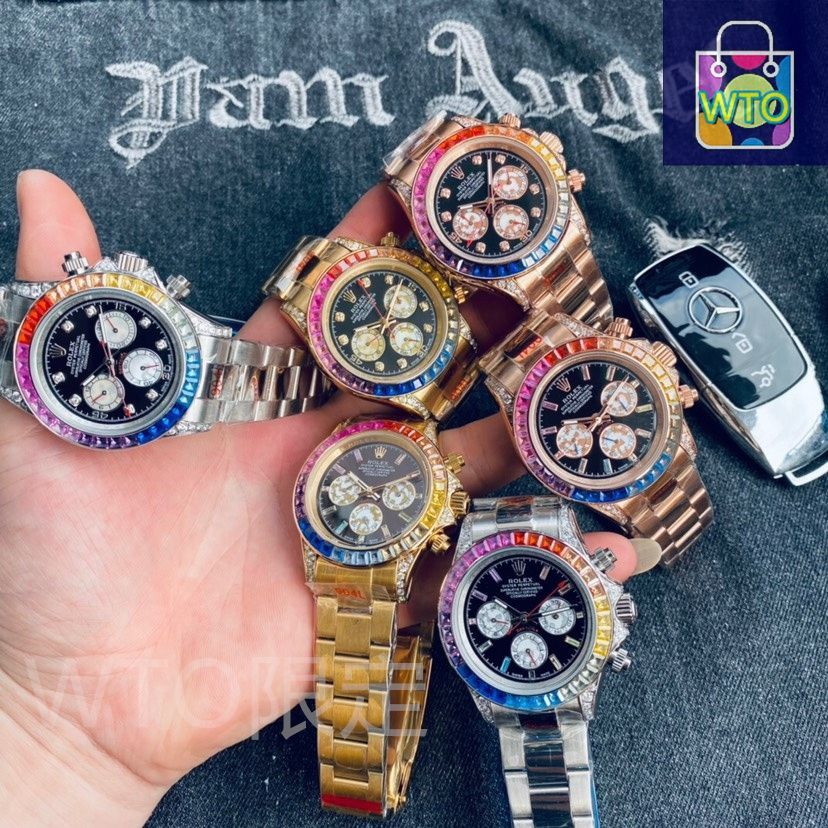 40mm｜虹彩ベゼル×3眼6針｜イタリアンゴムベルト