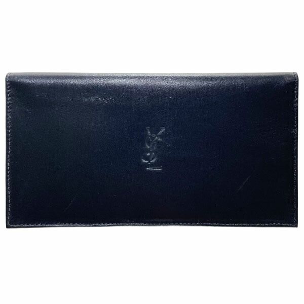 イヴサンローラン 長札入れ ロゴ 二つ折り長札入れ レザー 革 ブラック 黒 YVES SAINT LAURENT 札入れ 二つ折り長財布 財布 ロングウォレット ウォレット サイフ 小銭入れ無し メンズ 紳士 男性 YSL