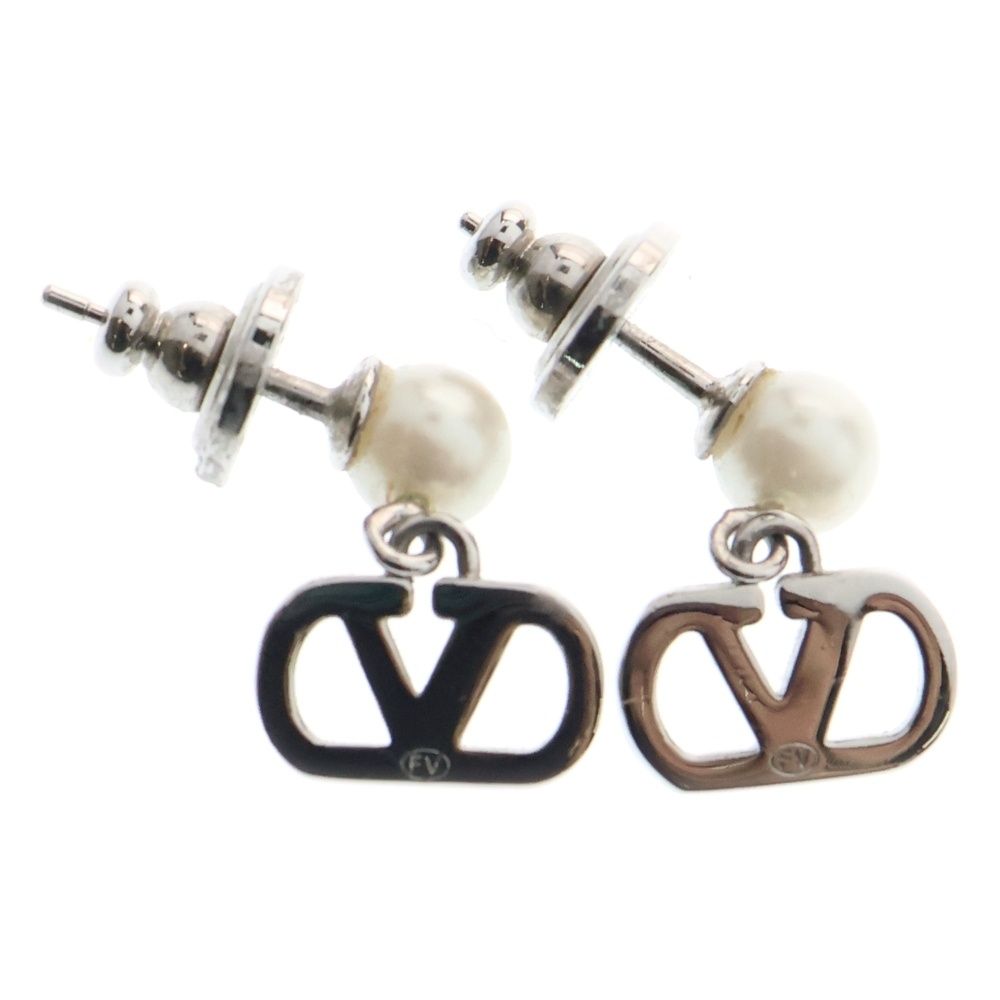 VALENTINO ヴァレンティノ Vロゴ シグネチャー パール イヤーアクセサリー シルバー ピアス