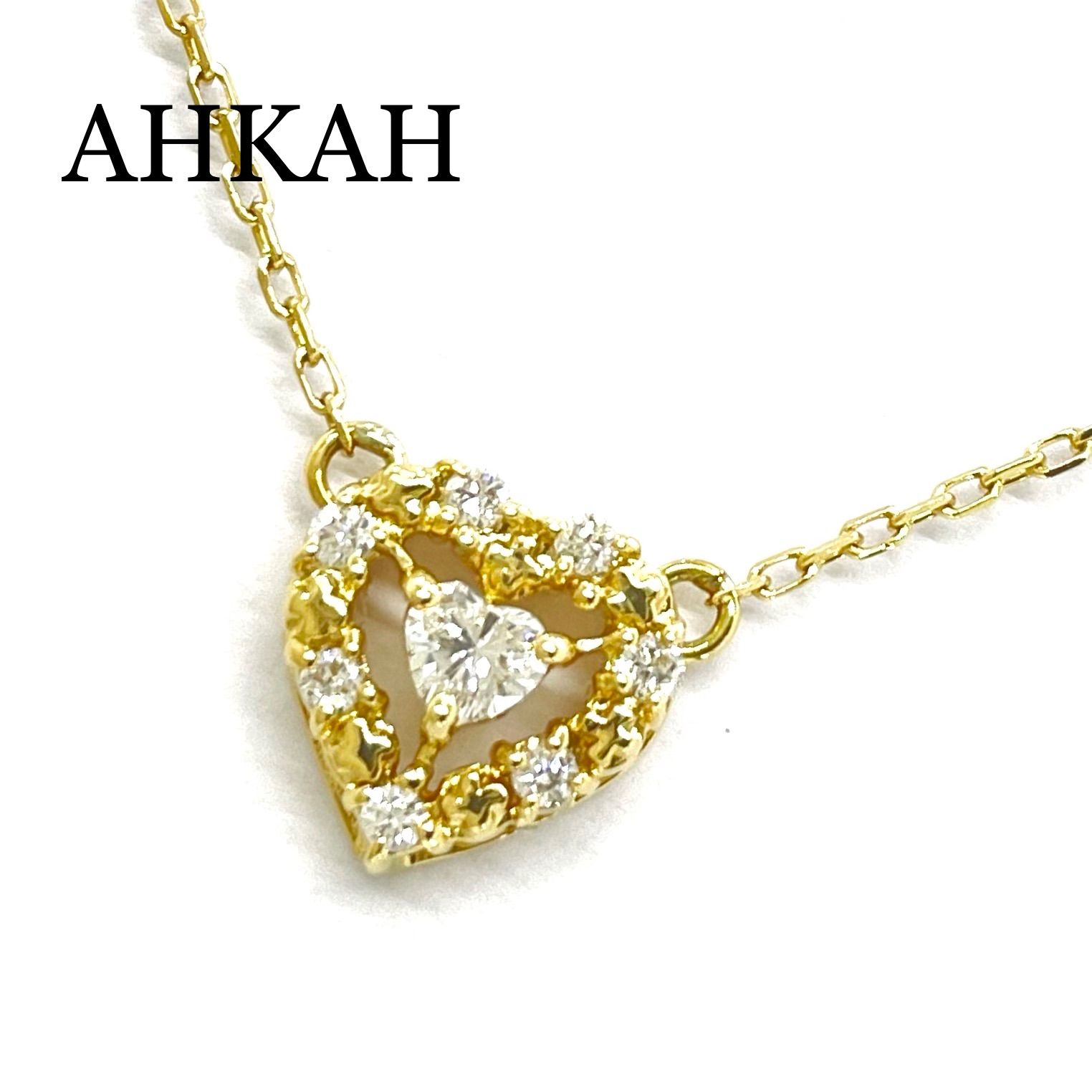 AHKAH / アーカー プリンセスハート ダイヤネックレス K18YG 0.14ct