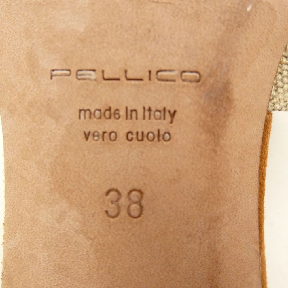 美品　PELLICO ペリーコ　リネンミュール　Vカット 美品 PELLICO ペリーコ 6225 キャンバス CANVAS ミュール 38
