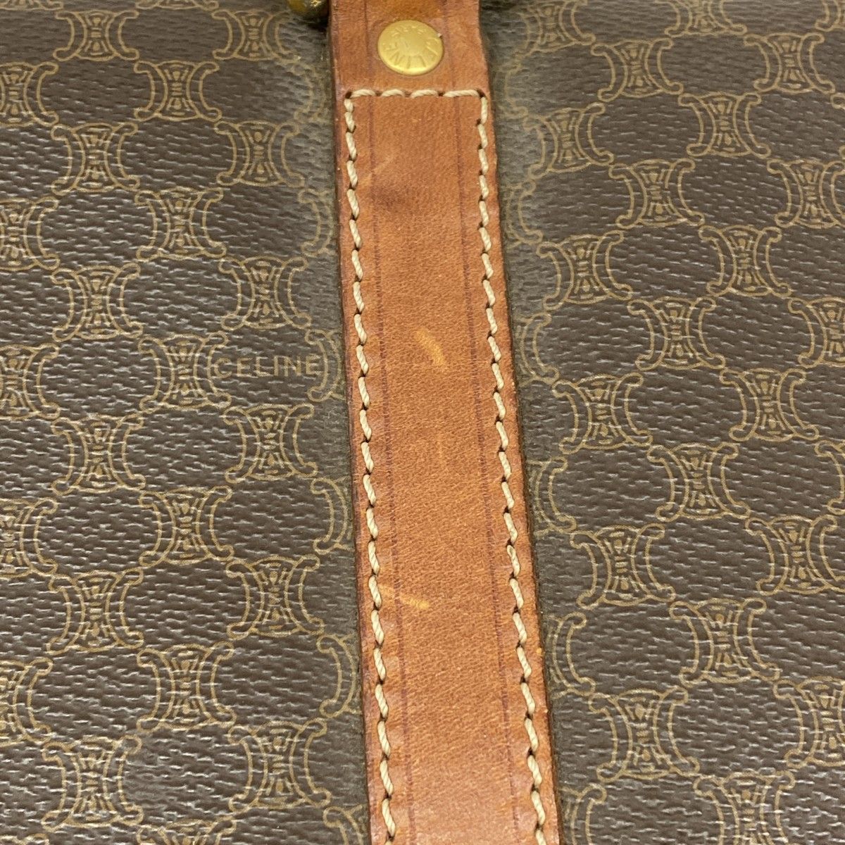 5ma0599 セリーヌ ボストンバッグ マカダム PVC ブラウン ゴールド金具 レディース DECORATOM_COM_BR