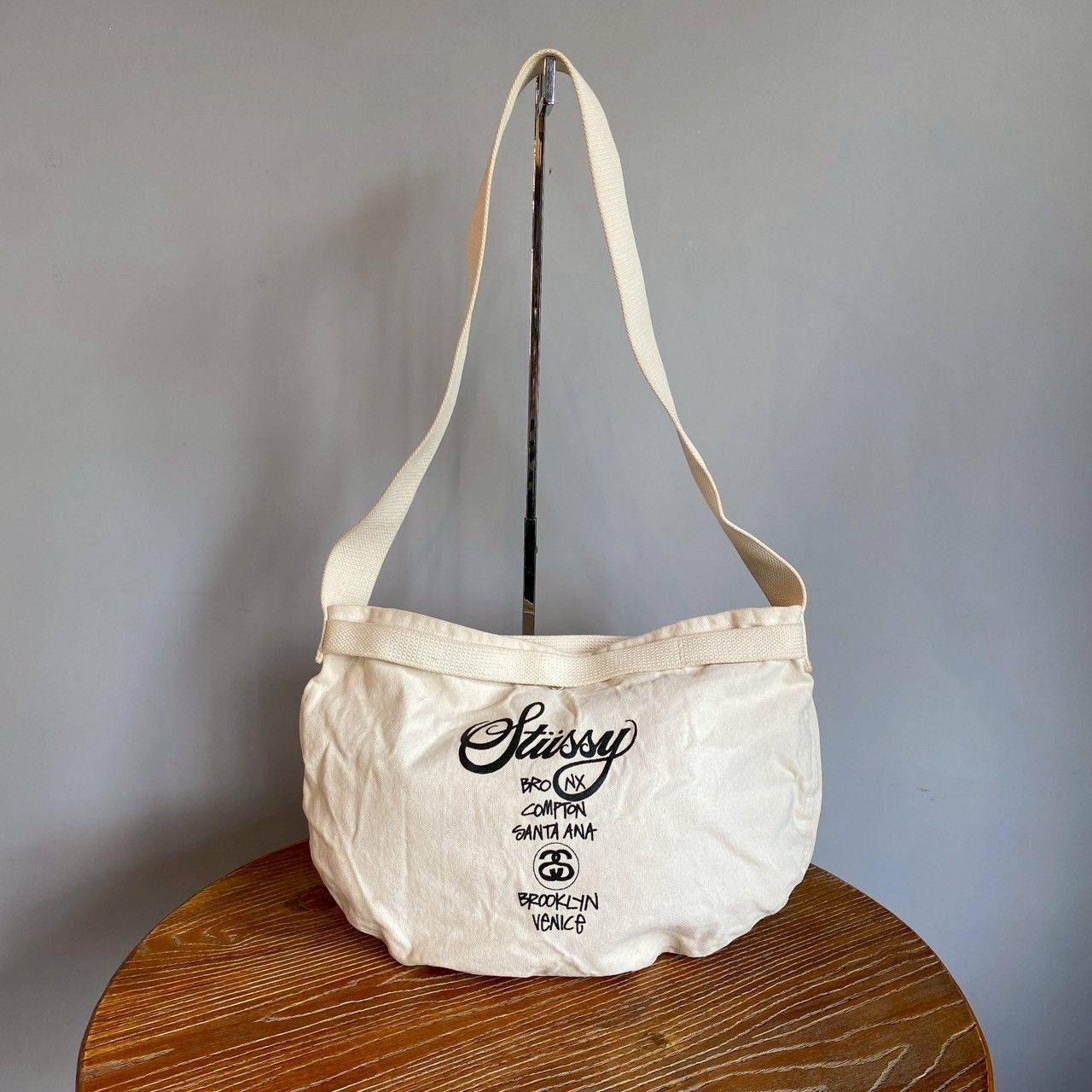 stussy ショルダーバック キャンバス 美品 即日発送 Stussy】 Canvas Crossbody Bag Washed Black (STUSSY