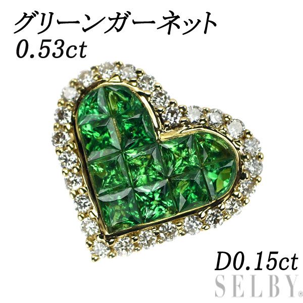 Jewelry】K18YG グリーンガーネットダイヤ ネックレス GG.0.615ct D