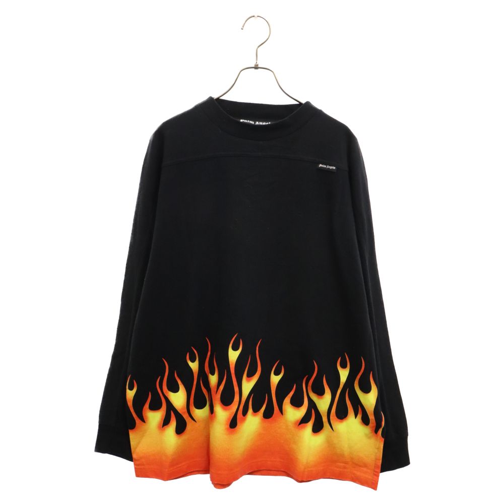 Palm Angels (パームエンジェルス) BURNING LOGO OVER TEE L／S TEE PMAB018R20413017  バーニングロゴ オーバーサイズ クルーネック ロングスリーブTシャツ レッド/ブラック - メルカリ