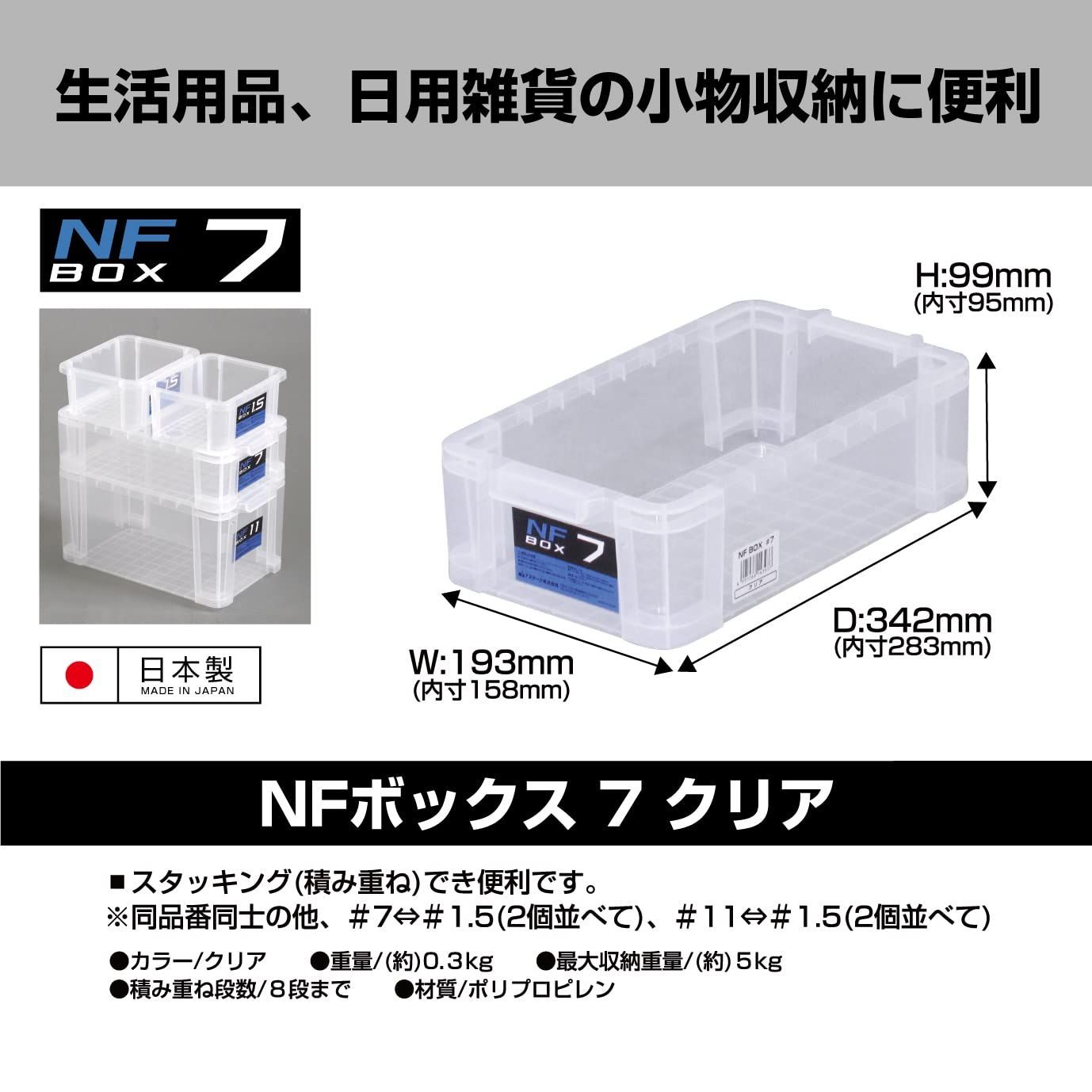 在庫セール】NFボックス 日本製 #7 クリア 収納ボックス 積み重ね 幅