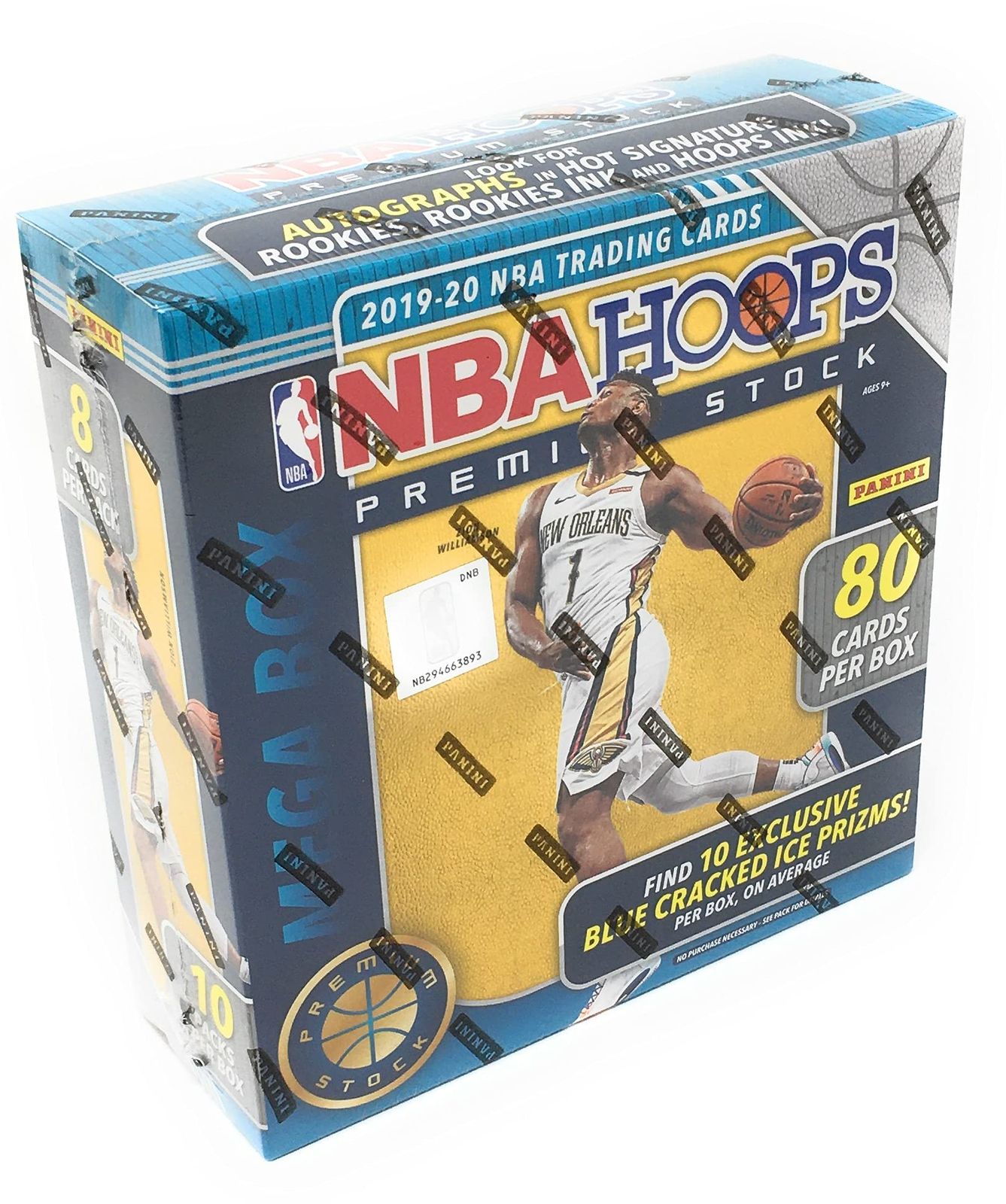 NBA 2019-20 Panini Hoops Premium Stock Basketball Card 80 Ct. Mega Box (Blue Cracked Ice) パニーニ ホープス プレミアム ストック バスケットボール カード メガボック