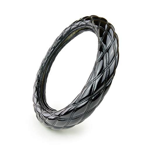 【在庫セール】クラッツィオ(Clazzio) ダブルステッチキルトハンドルカバー Mサイズ 艶ありブラック×ブラックステッチ 【09HEF0037KK】