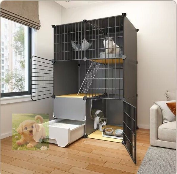 ゲージ 猫 3段 ゲージ 猫 トイレ付き猫ケージ 猫ベビーサークル猫エンクロージャ小動物ケージ犬ケージ 1-2匹の猫に最適な運動場所